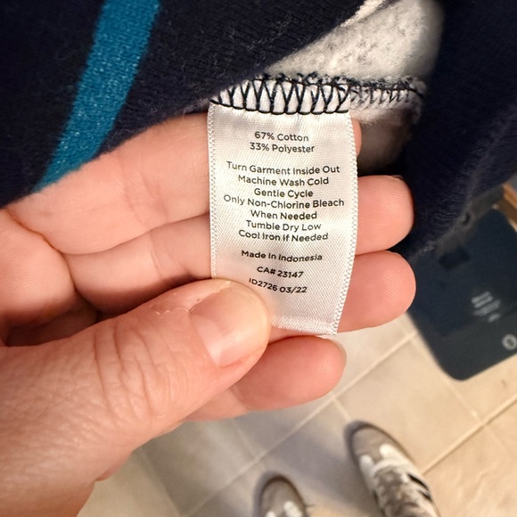 Talbots Striped Sweatshirt Pullover | Medium Petite | Navy Cozy Top - Picture 5 of 6